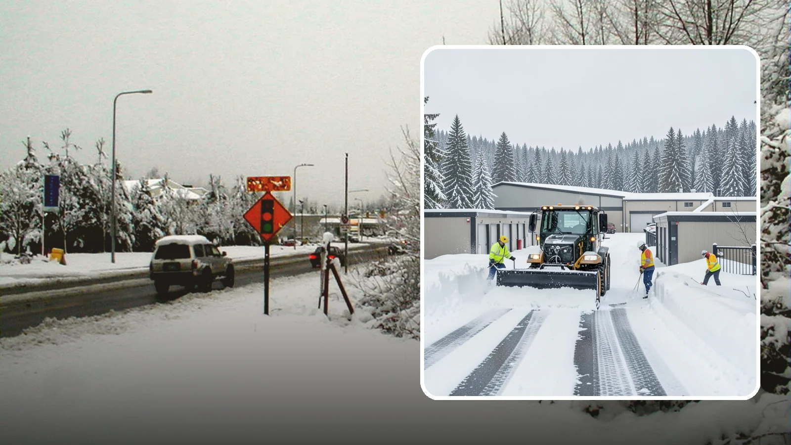 Self-Storage Facility Snow Plowing in Newcastle, King County, WA - We plow self-storage drive aisles and gate approaches so customers reach their units and access stays open through a storm.