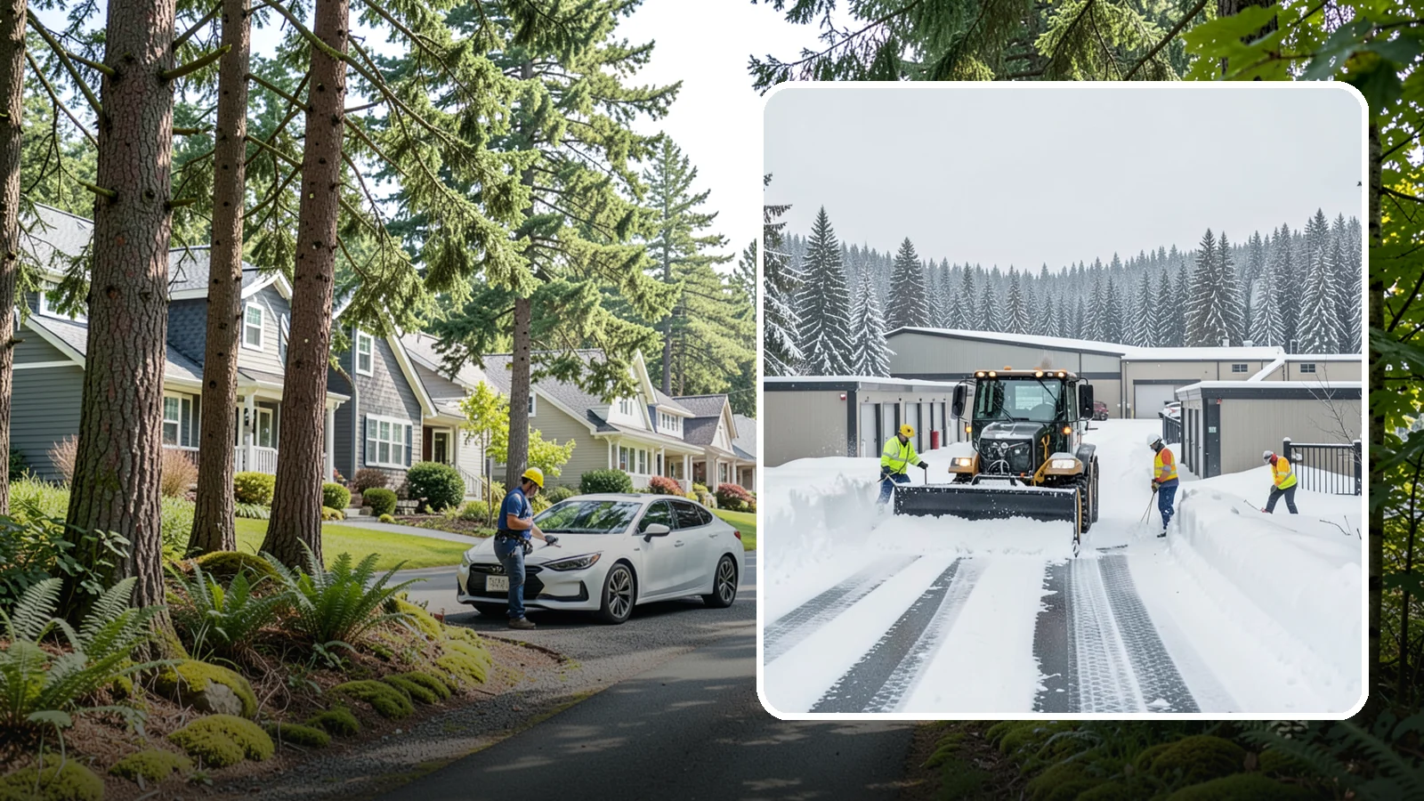 Self-Storage Facility Snow Plowing in Normandy Park, King County, WA - We plow self-storage drive aisles and gate approaches so customers reach their units and access stays open through a storm.