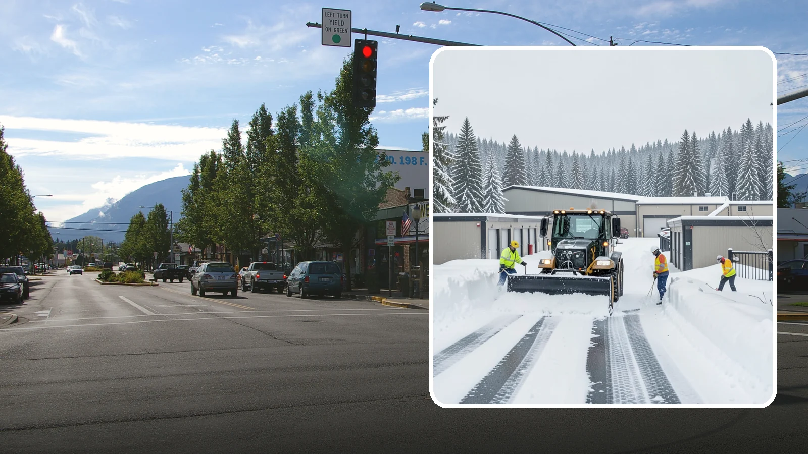 Self-Storage Facility Snow Plowing in North Bend, King County, WA - We plow self-storage drive aisles and gate approaches so customers reach their units and access stays open through a storm.