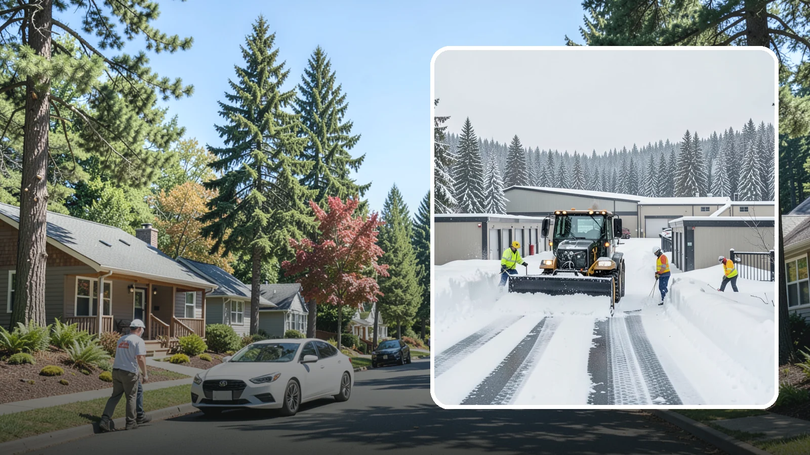 Self-Storage Facility Snow Plowing in Orting, Pierce County, WA - We plow self-storage drive aisles and gate approaches so customers reach their units and access stays open through a storm.
