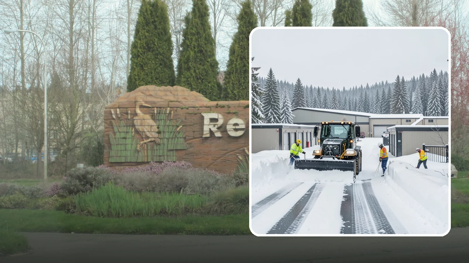 Self-Storage Facility Snow Plowing in Renton, King County, WA - We plow self-storage drive aisles and gate approaches so customers reach their units and access stays open through a storm.
