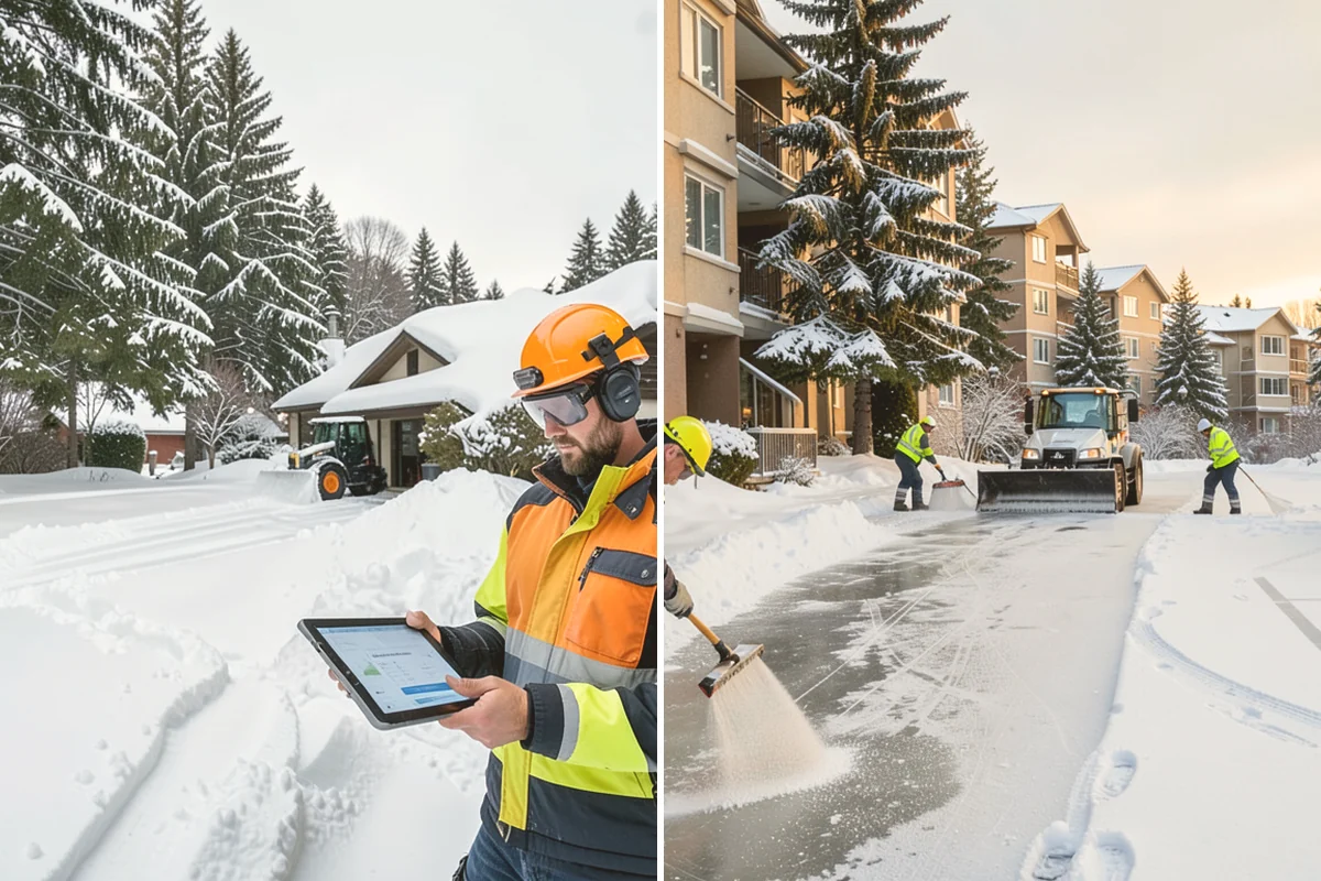 Senior Living Community Deicing in Bothell, King County, WA - Map resident walkways, courtyards, ramps, and entrances with staff