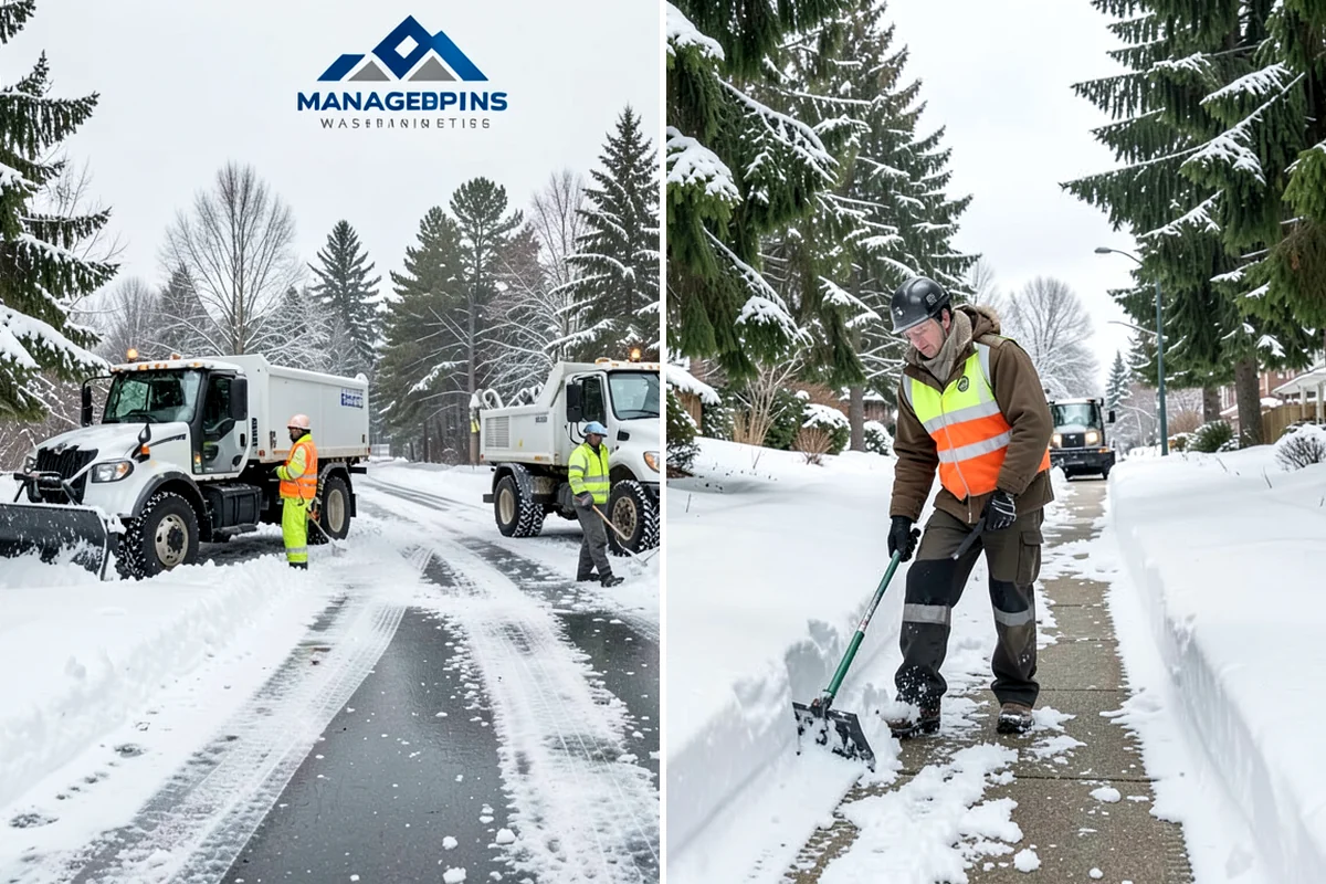 Senior Living Community Deicing in Pacific, King County, WA - Map resident walkways, courtyards, ramps, and entrances with staff
