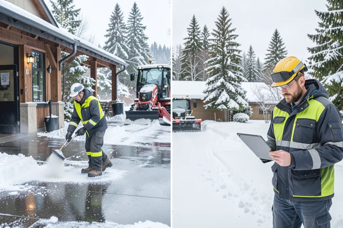 Senior Living Community Deicing in Sumner, Pierce County, WA - Map resident walkways, courtyards, ramps, and entrances with staff