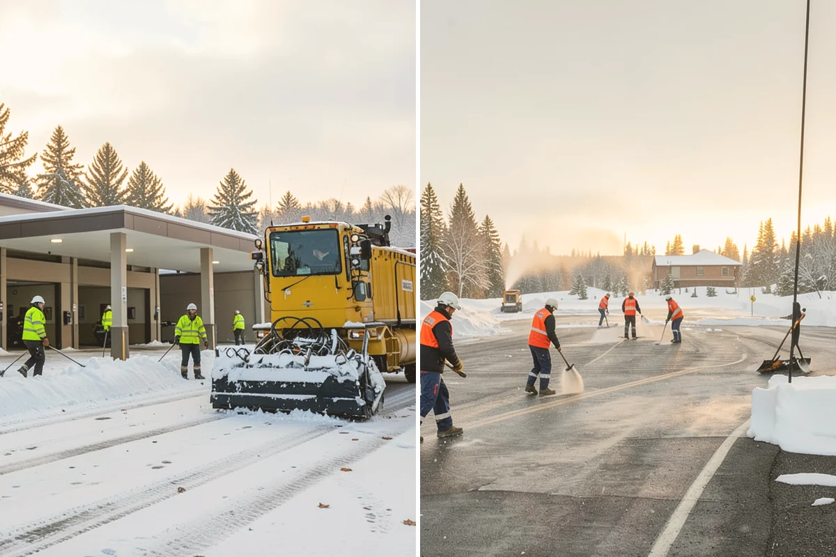 Senior Living Community Parking Lot Snow Removal in Algona, King County, WA - Identify ambulance routes, ADA spaces, and covered entries with staff