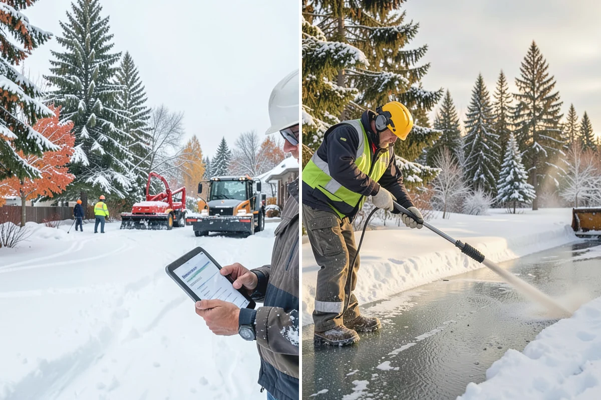 Senior Living Community Parking Lot Snow Removal in Beaux Arts Village, King County, WA - Identify ambulance routes, ADA spaces, and covered entries with staff