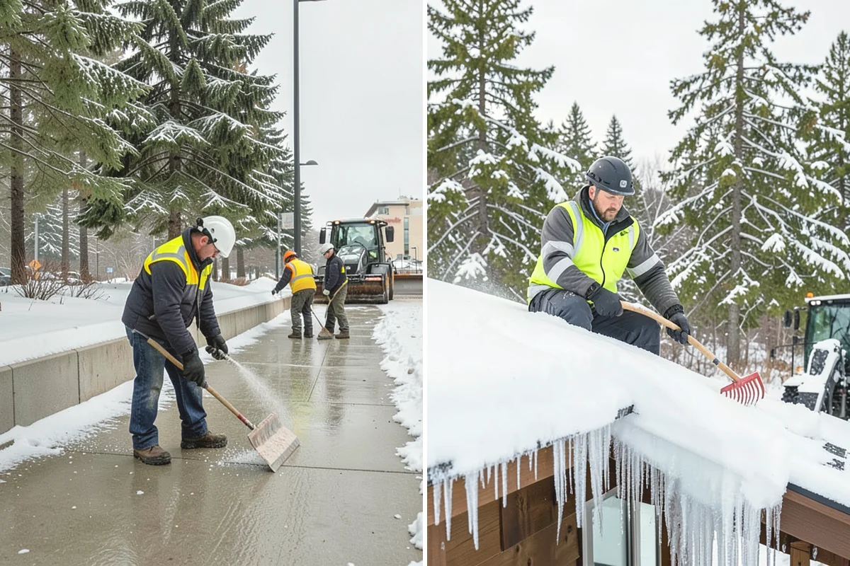 Senior Living Community Parking Lot Snow Removal in Black Diamond, King County, WA - Identify ambulance routes, ADA spaces, and covered entries with staff