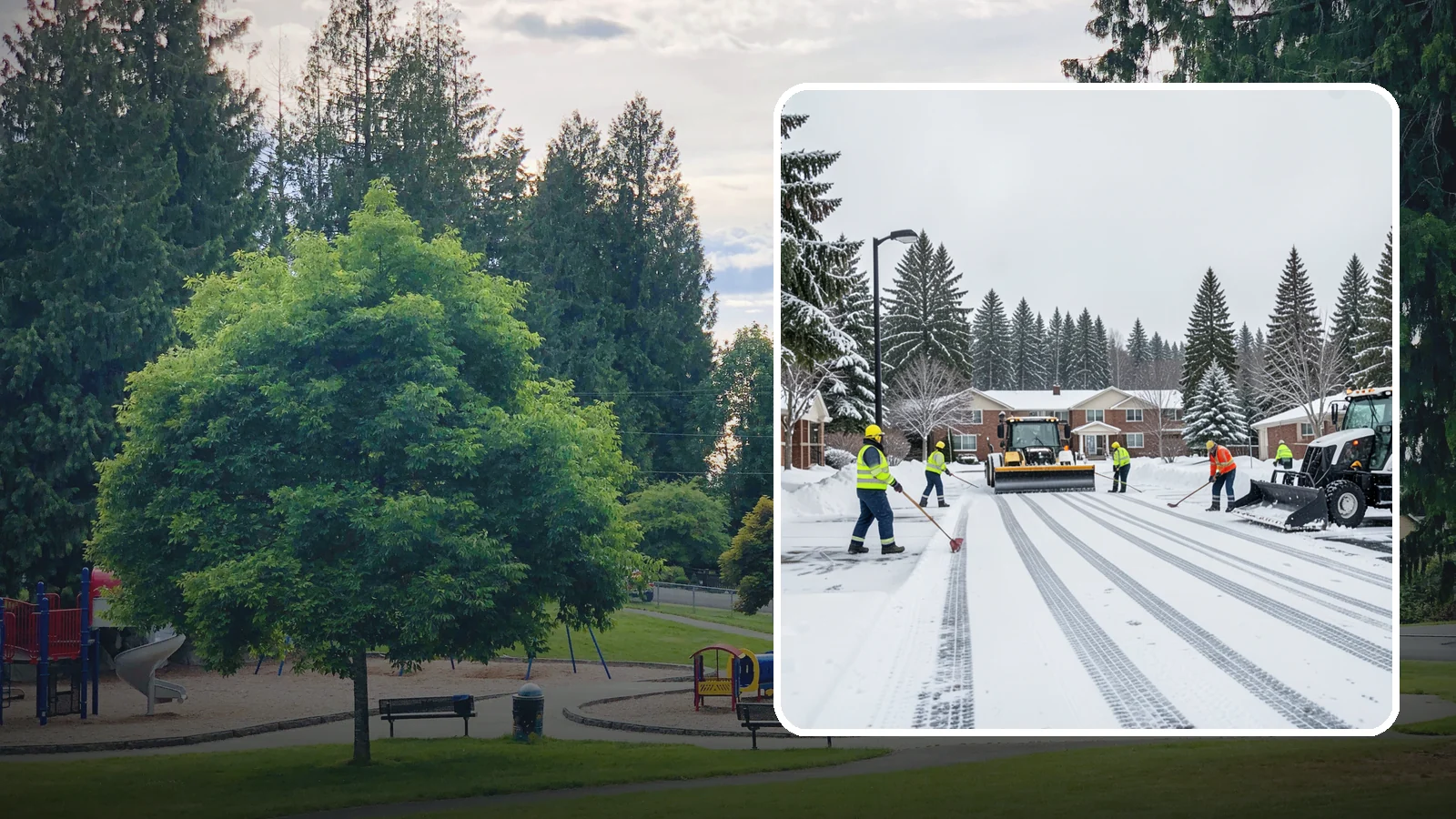 Senior Living Community Parking Lot Snow Removal in Bonney Lake, Pierce County, WA - We clear senior living lots with extra care for residents, visitors, and ambulances during Western Washington winters.