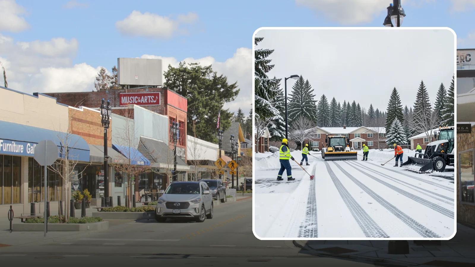 Senior Living Community Parking Lot Snow Removal in Bothell, King County, WA - We clear senior living lots with extra care for residents, visitors, and ambulances during Western Washington winters.