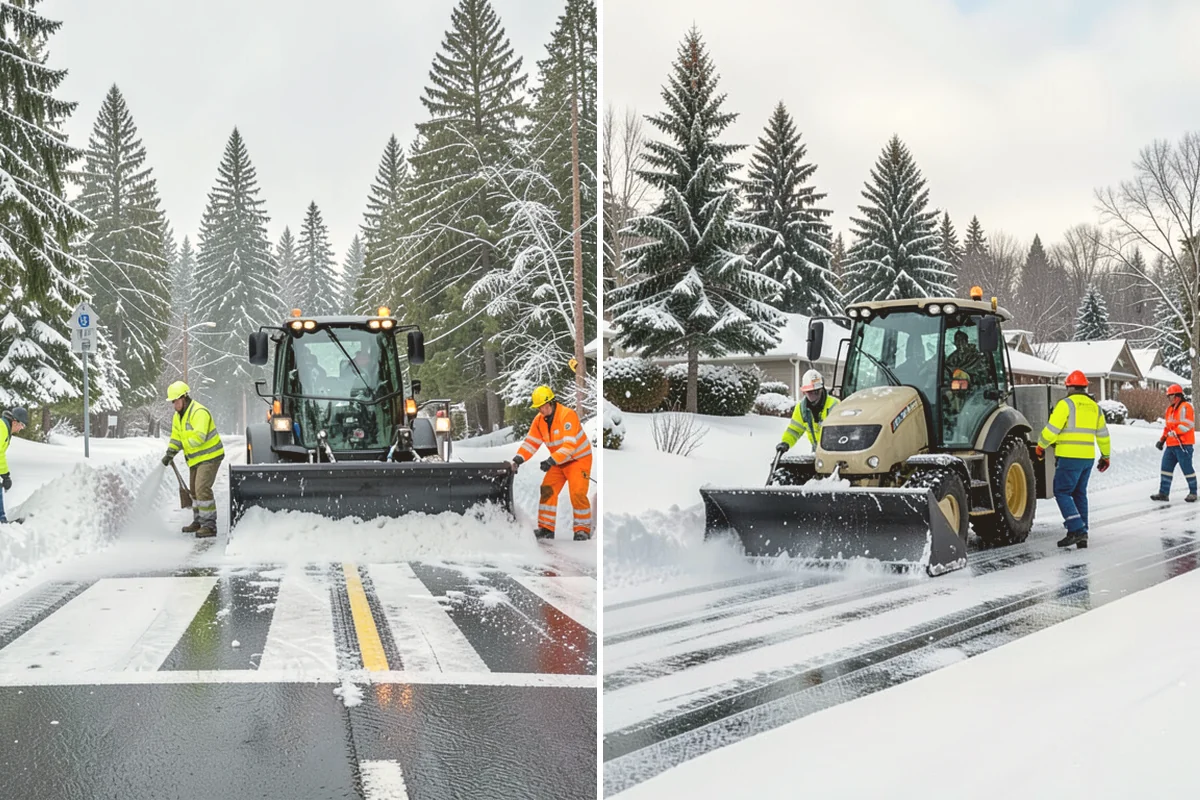 Senior Living Community Parking Lot Snow Removal in Brier, Snohomish County, WA - Identify ambulance routes, ADA spaces, and covered entries with staff