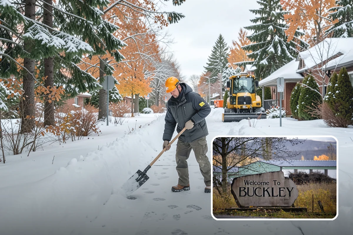 Senior Living Community Parking Lot Snow Removal in Buckley, Pierce County, WA - Residents and visitors cross cleared, deiced surfaces to reduce falls