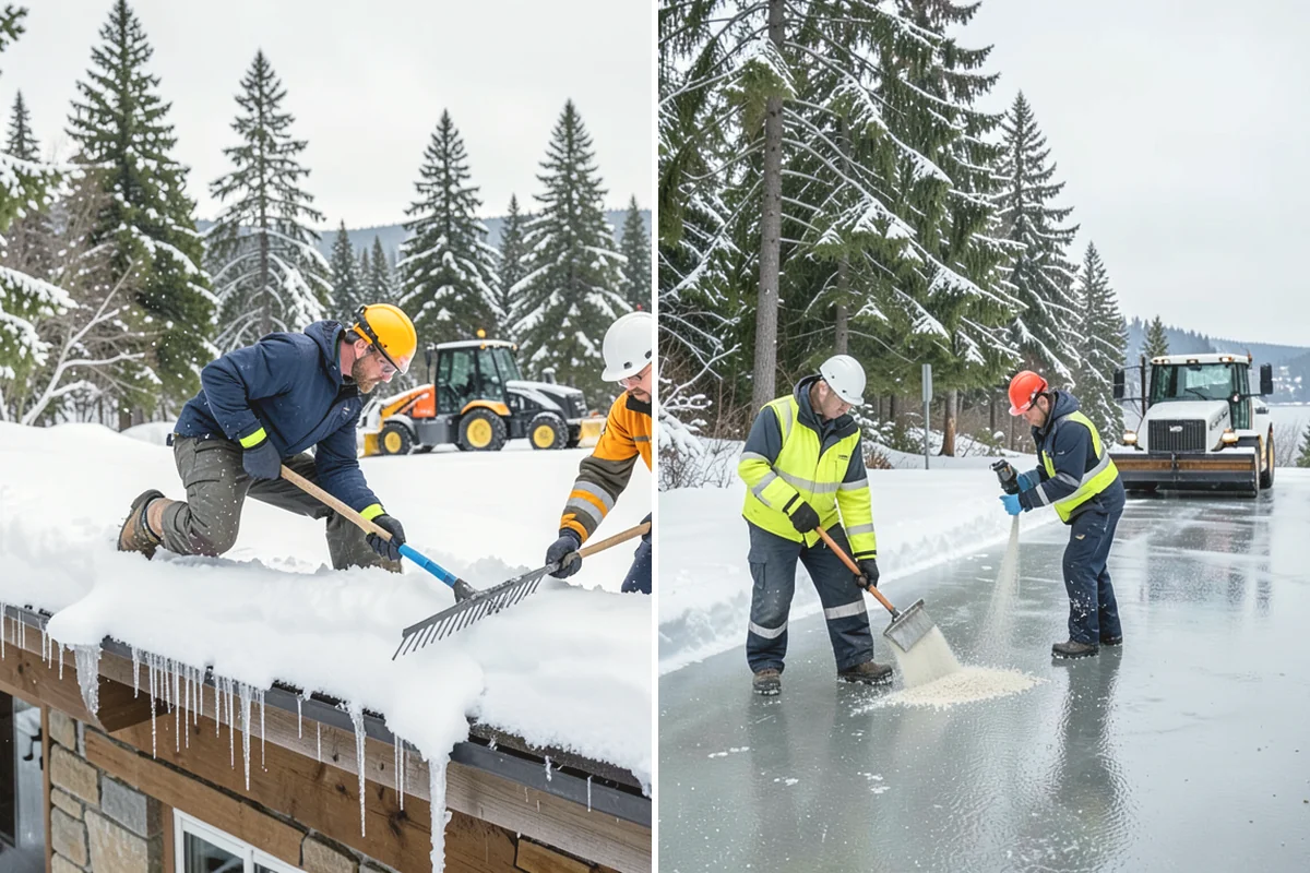 Senior Living Community Parking Lot Snow Removal in Burien, King County, WA - Identify ambulance routes, ADA spaces, and covered entries with staff