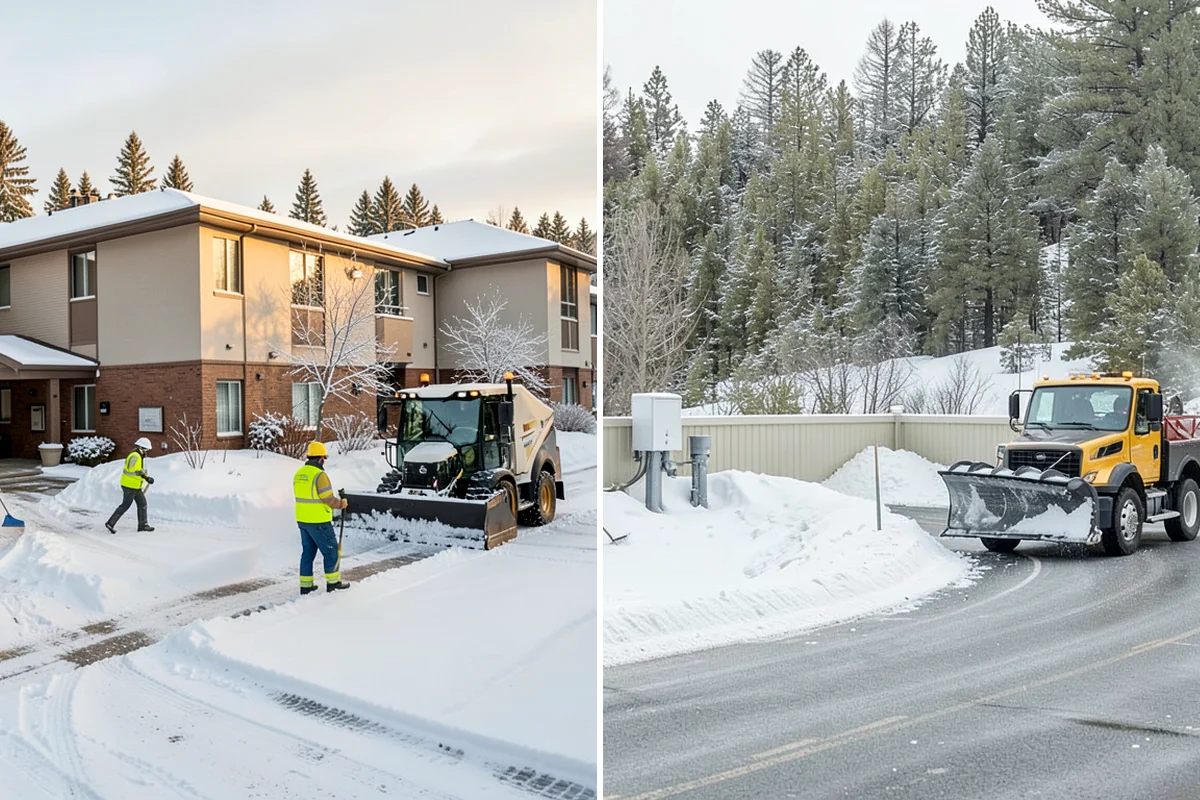 Senior Living Community Parking Lot Snow Removal in Clyde Hill, King County, WA - Identify ambulance routes, ADA spaces, and covered entries with staff
