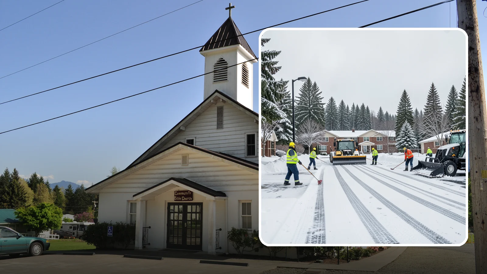 Senior Living Community Parking Lot Snow Removal in Concrete, Skagit County, WA - We clear senior living lots with extra care for residents, visitors, and ambulances during Western Washington winters.