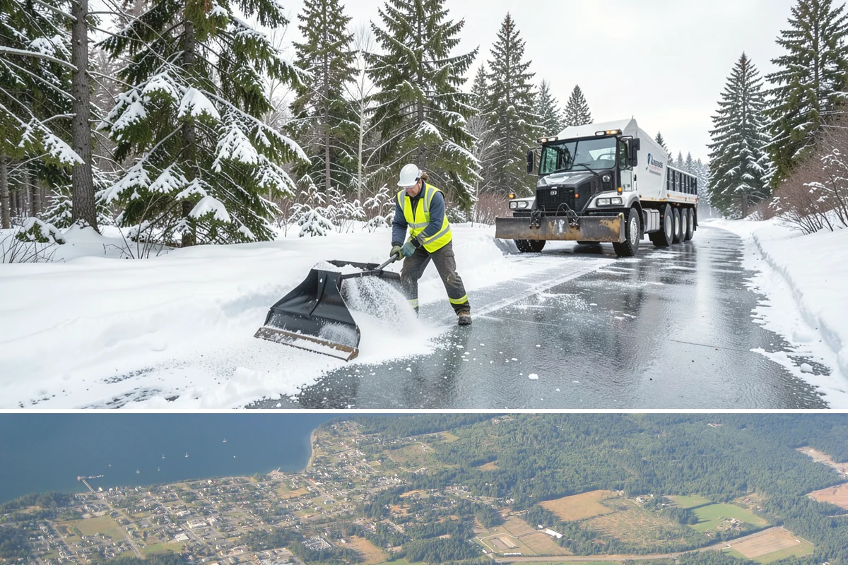 Senior Living Community Parking Lot Snow Removal in Coupeville, Island County, WA - Senior living lots in the Puget Sound region need the most careful service from December through February, when freeze-thaw ice...