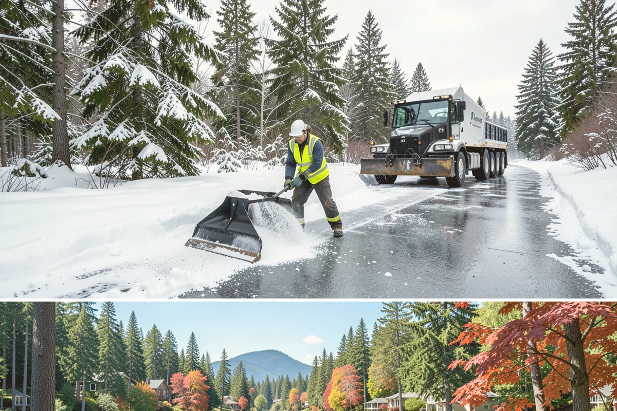 Senior Living Community Parking Lot Snow Removal in Covington, King County, WA - Senior living lots in the Puget Sound region need the most careful service from December through February, when freeze-thaw ice...