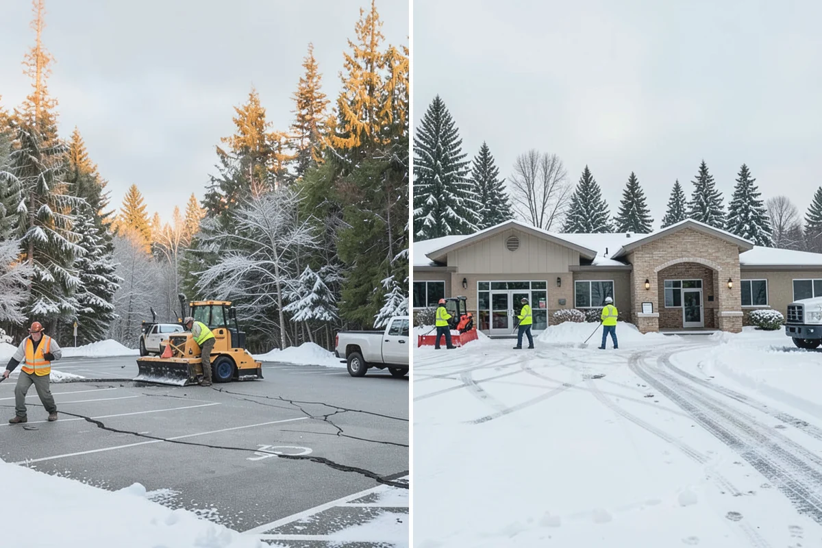 Senior Living Community Parking Lot Snow Removal in Darrington, Snohomish County, WA - Identify ambulance routes, ADA spaces, and covered entries with staff