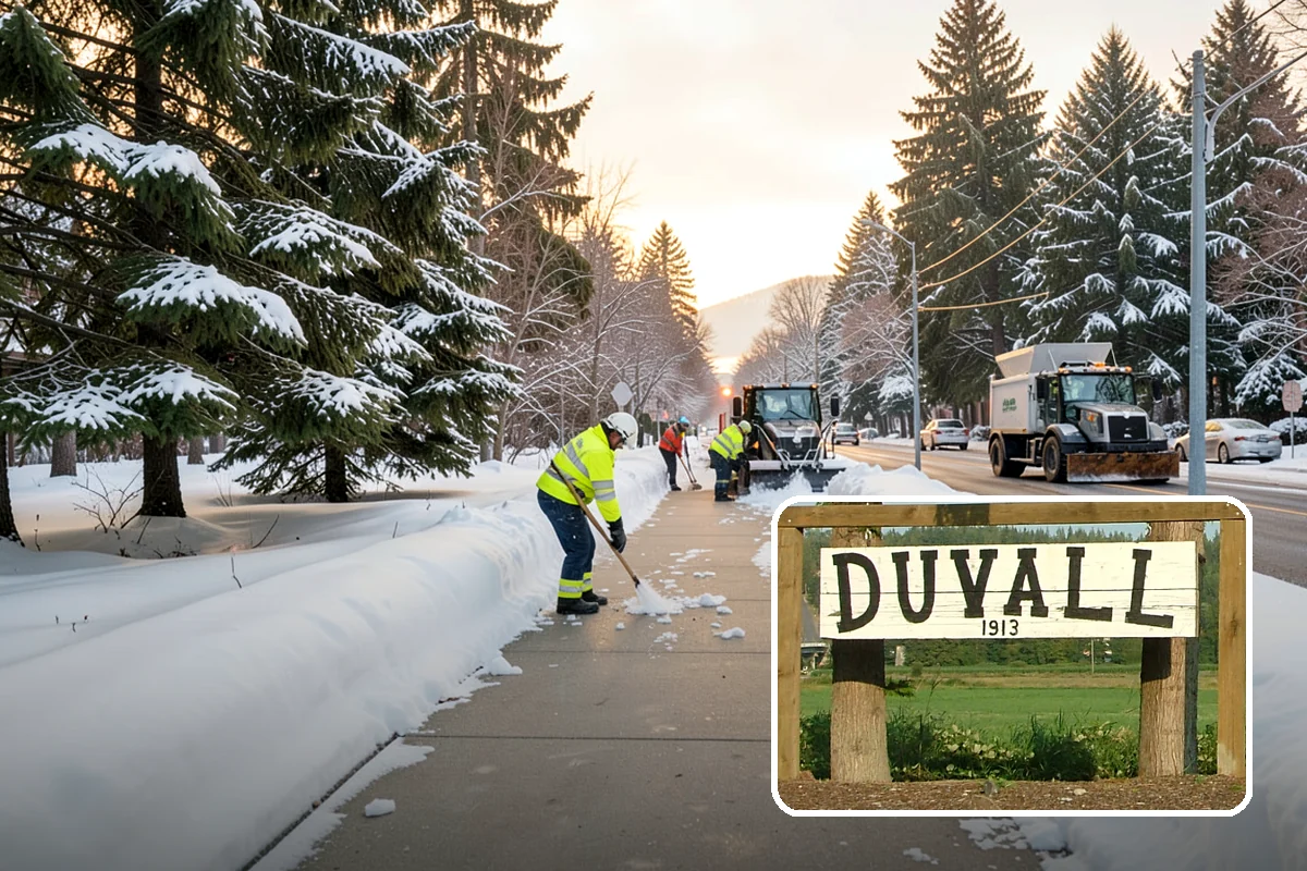 Senior Living Community Parking Lot Snow Removal in Duvall, King County, WA - Residents and visitors cross cleared, deiced surfaces to reduce falls