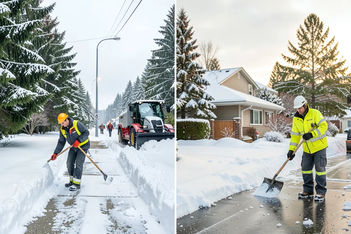 Senior Living Community Parking Lot Snow Removal in Federal Way, King County, WA - Identify ambulance routes, ADA spaces, and covered entries with staff
