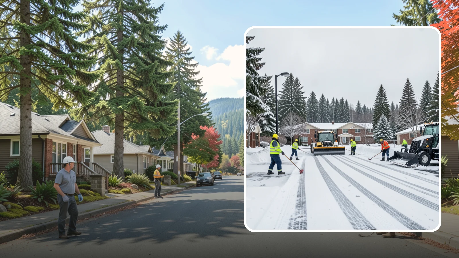 Senior Living Community Parking Lot Snow Removal in Hunts Point, King County, WA - We clear senior living lots with extra care for residents, visitors, and ambulances during Western Washington winters.