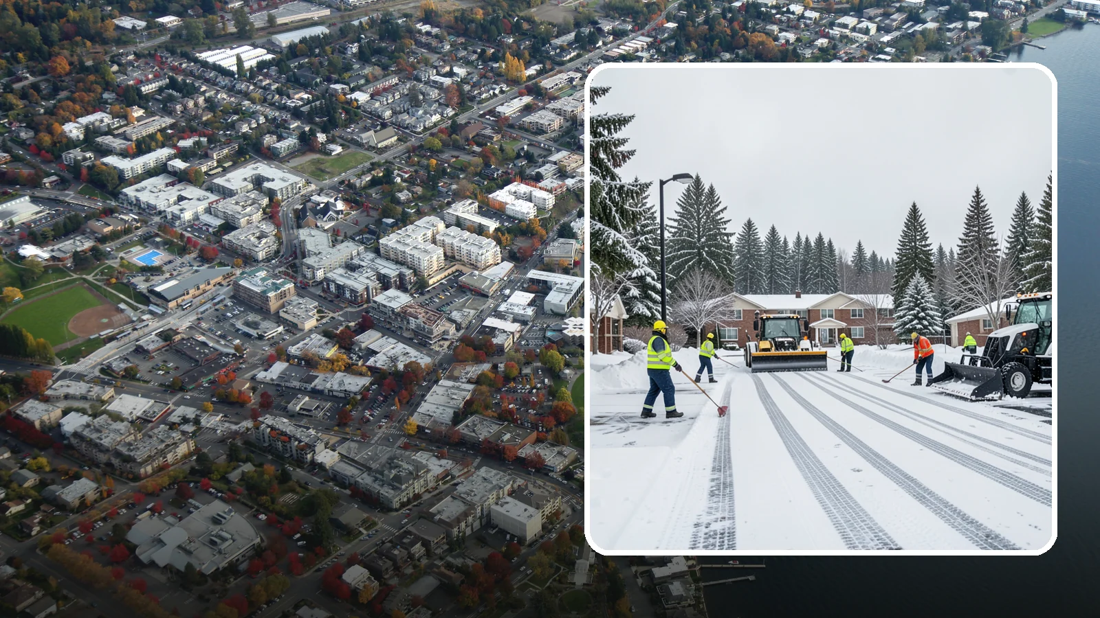 Senior Living Community Parking Lot Snow Removal in Kirkland, King County, WA - We clear senior living lots with extra care for residents, visitors, and ambulances during Western Washington winters.