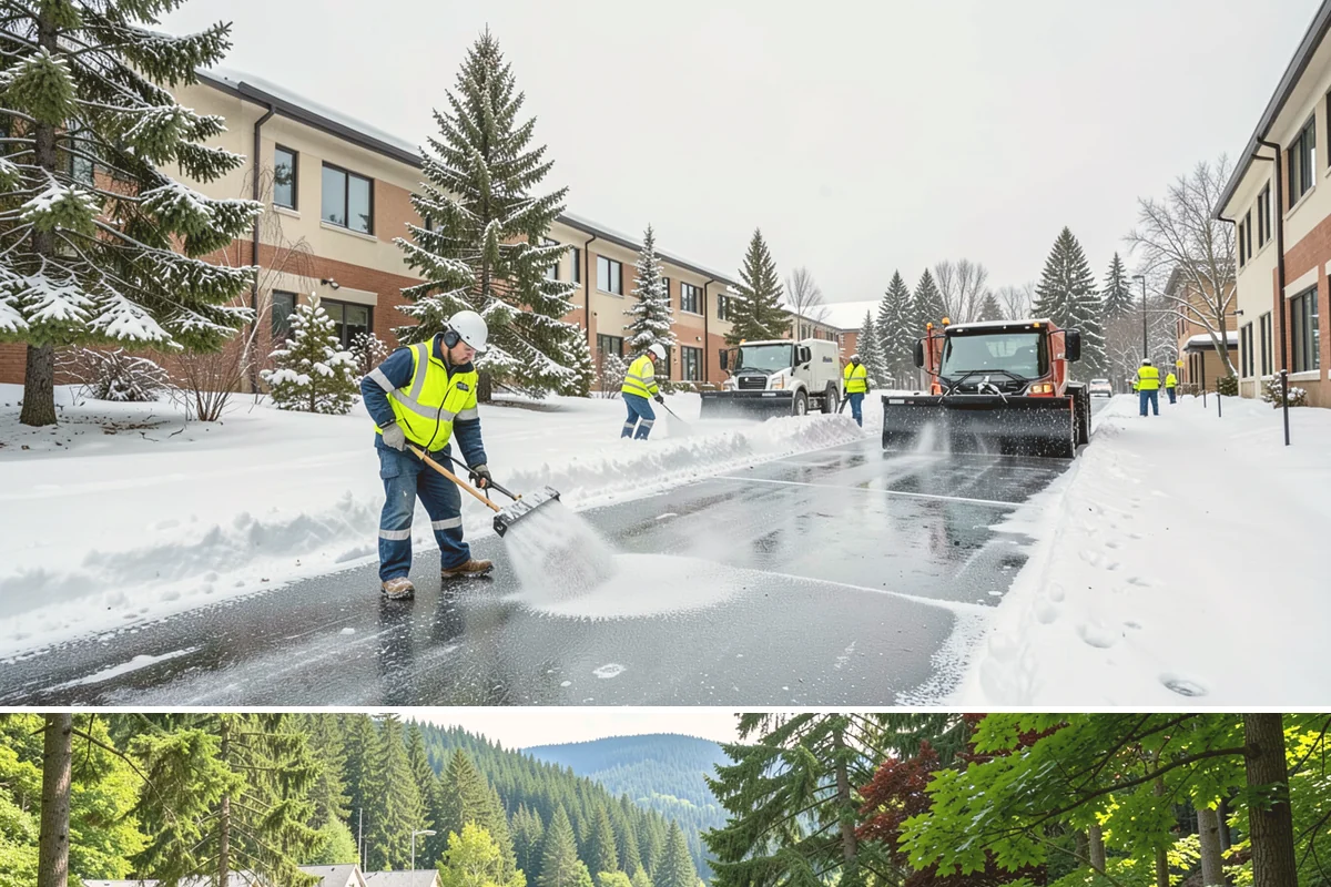 Senior Living Community Parking Lot Snow Removal in Lake Forest Park, King County, WA - Senior living lots in the Puget Sound region need the most careful service from December through February, when freeze-thaw ice...