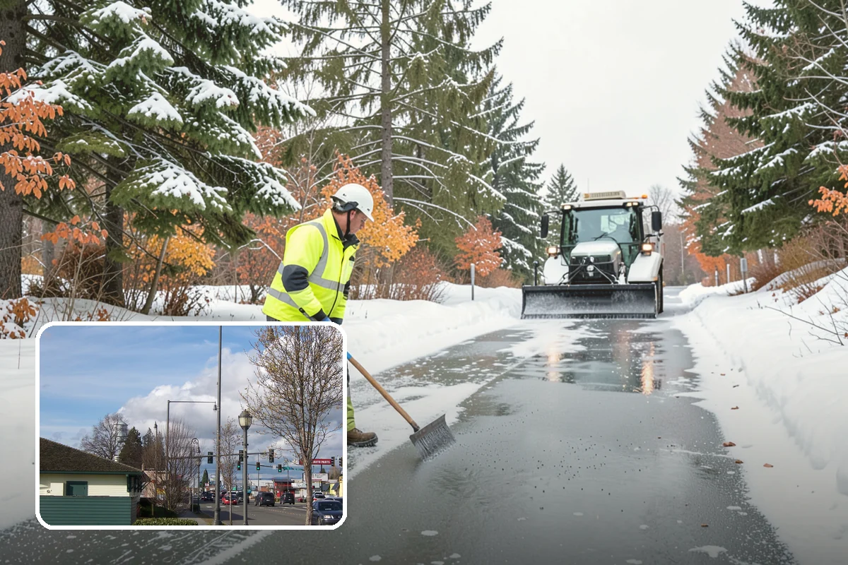 Senior Living Community Parking Lot Snow Removal in Marysville, Snohomish County, WA - Residents and visitors cross cleared, deiced surfaces to reduce falls