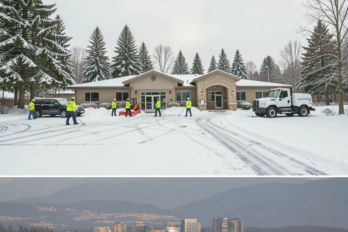 Senior Living Community Parking Lot Snow Removal in Medina, King County, WA - Senior living lots in the Puget Sound region need the most careful service from December through February, when freeze-thaw ice...