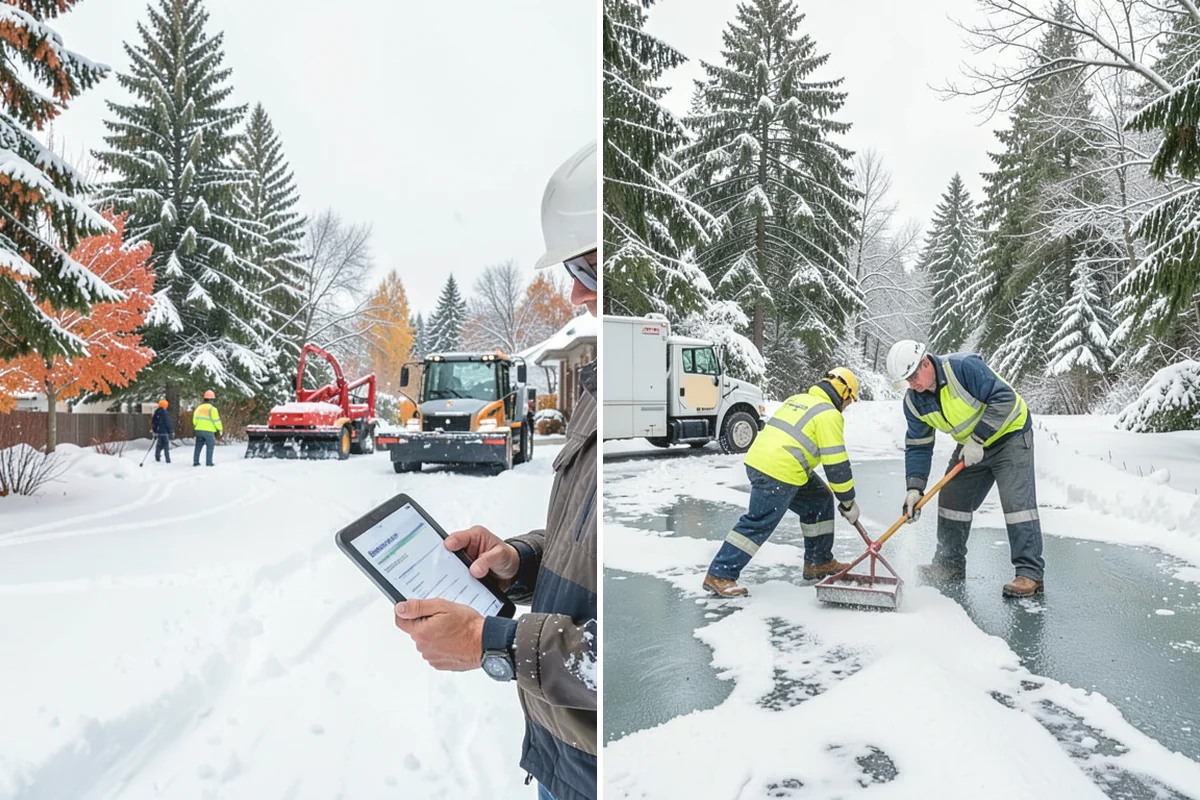 Senior Living Community Parking Lot Snow Removal in Mill Creek, Snohomish County, WA - Identify ambulance routes, ADA spaces, and covered entries with staff