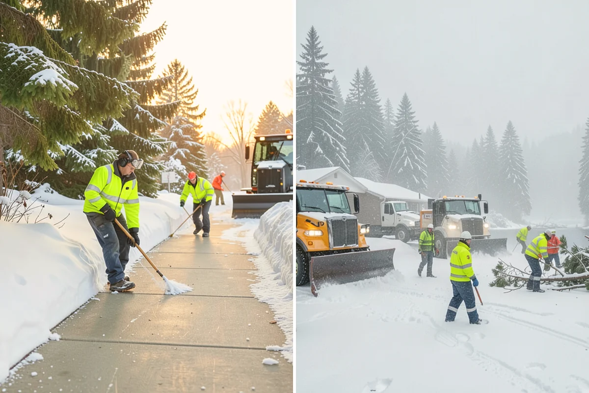 Senior Living Community Parking Lot Snow Removal in Milton, King County, WA - Identify ambulance routes, ADA spaces, and covered entries with staff