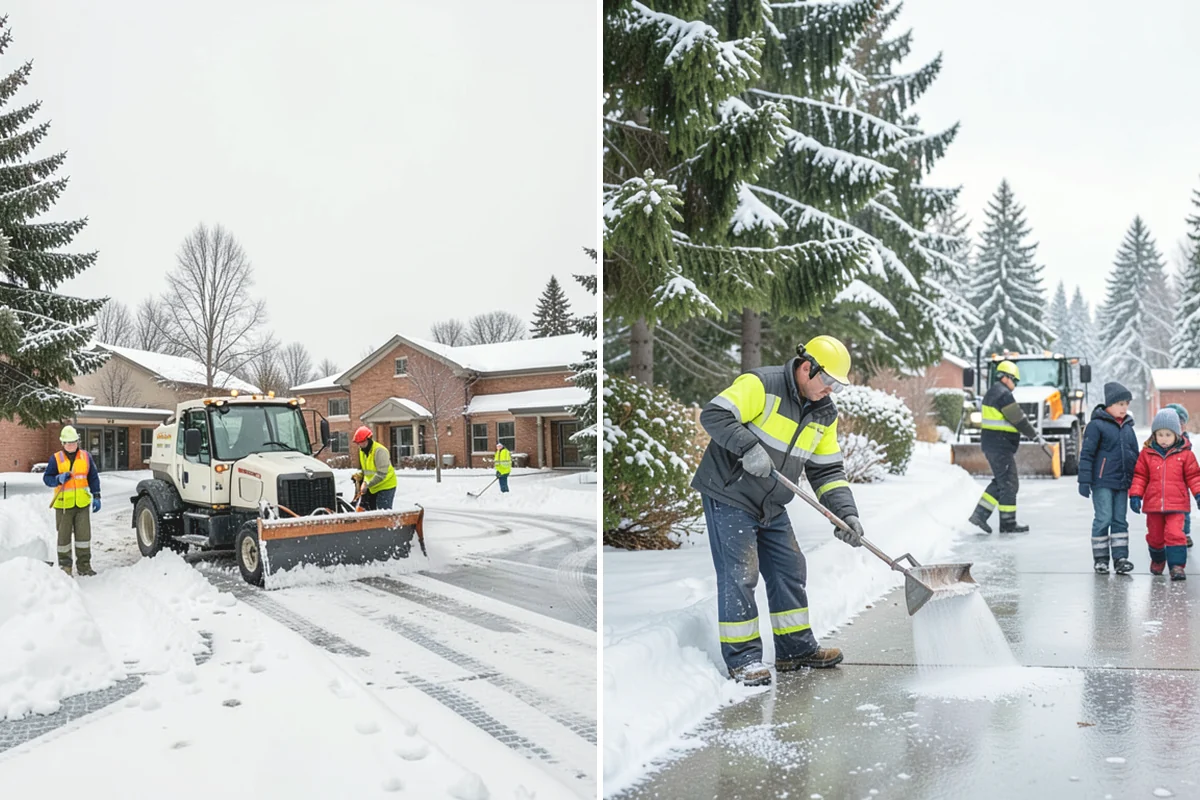 Senior Living Community Parking Lot Snow Removal in Monroe, Snohomish County, WA - Identify ambulance routes, ADA spaces, and covered entries with staff