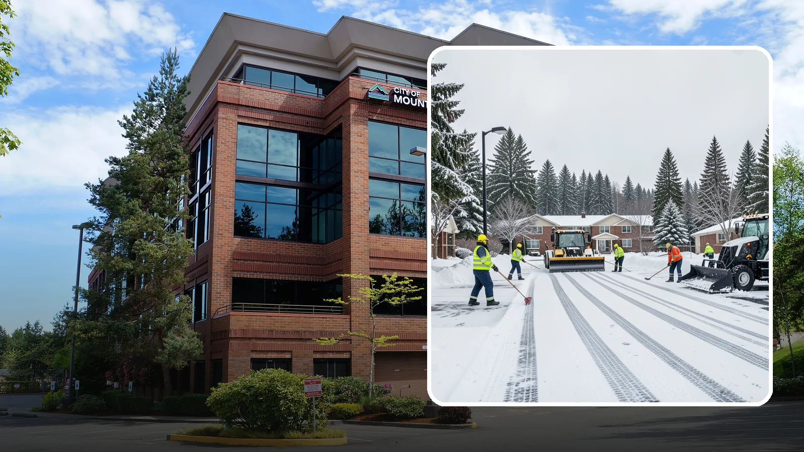 Senior Living Community Parking Lot Snow Removal in Mountlake Terrace, Snohomish County, WA - We clear senior living lots with extra care for residents, visitors, and ambulances during Western Washington winters.