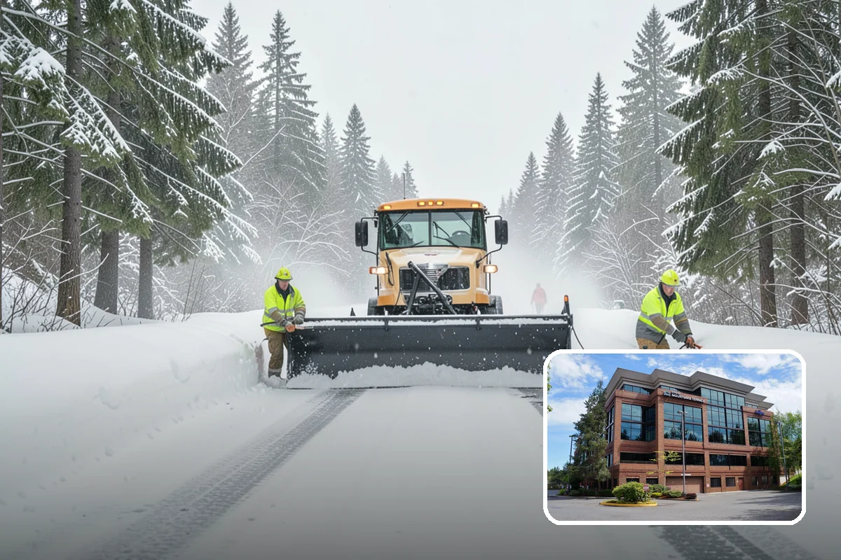 Senior Living Community Parking Lot Snow Removal in Mountlake Terrace, Snohomish County, WA - Residents and visitors cross cleared, deiced surfaces to reduce falls