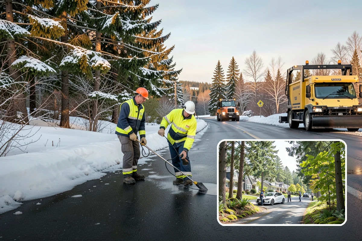 Senior Living Community Parking Lot Snow Removal in Normandy Park, King County, WA - Residents and visitors cross cleared, deiced surfaces to reduce falls
