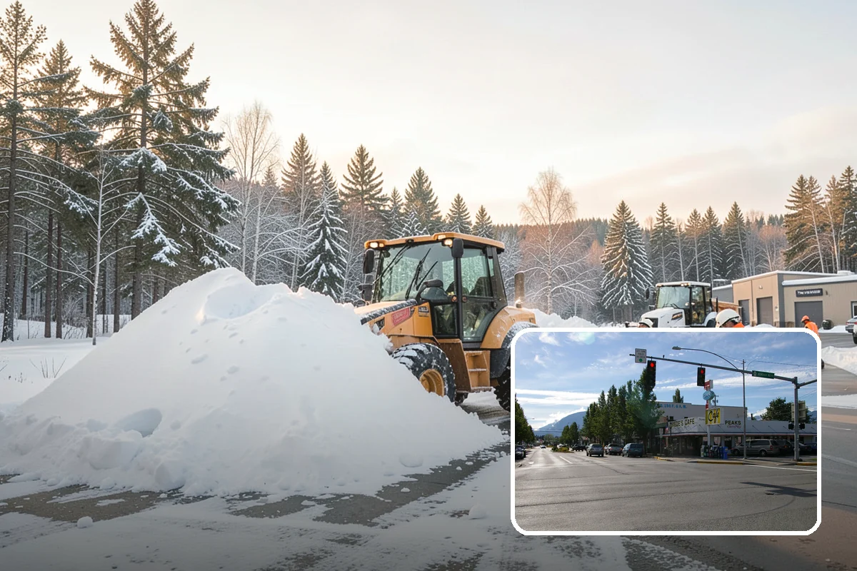 Senior Living Community Parking Lot Snow Removal in North Bend, King County, WA - Residents and visitors cross cleared, deiced surfaces to reduce falls