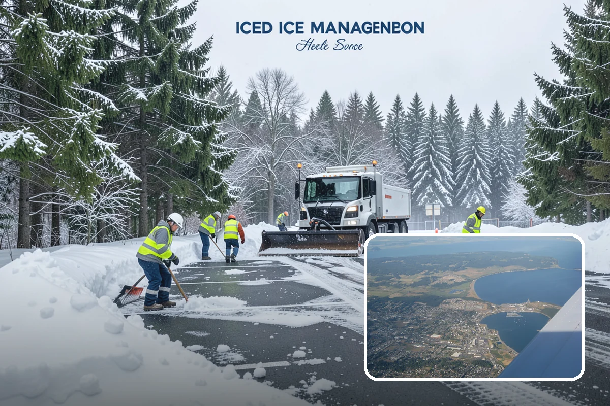 Senior Living Community Parking Lot Snow Removal in Oak Harbor, Island County, WA - Residents and visitors cross cleared, deiced surfaces to reduce falls
