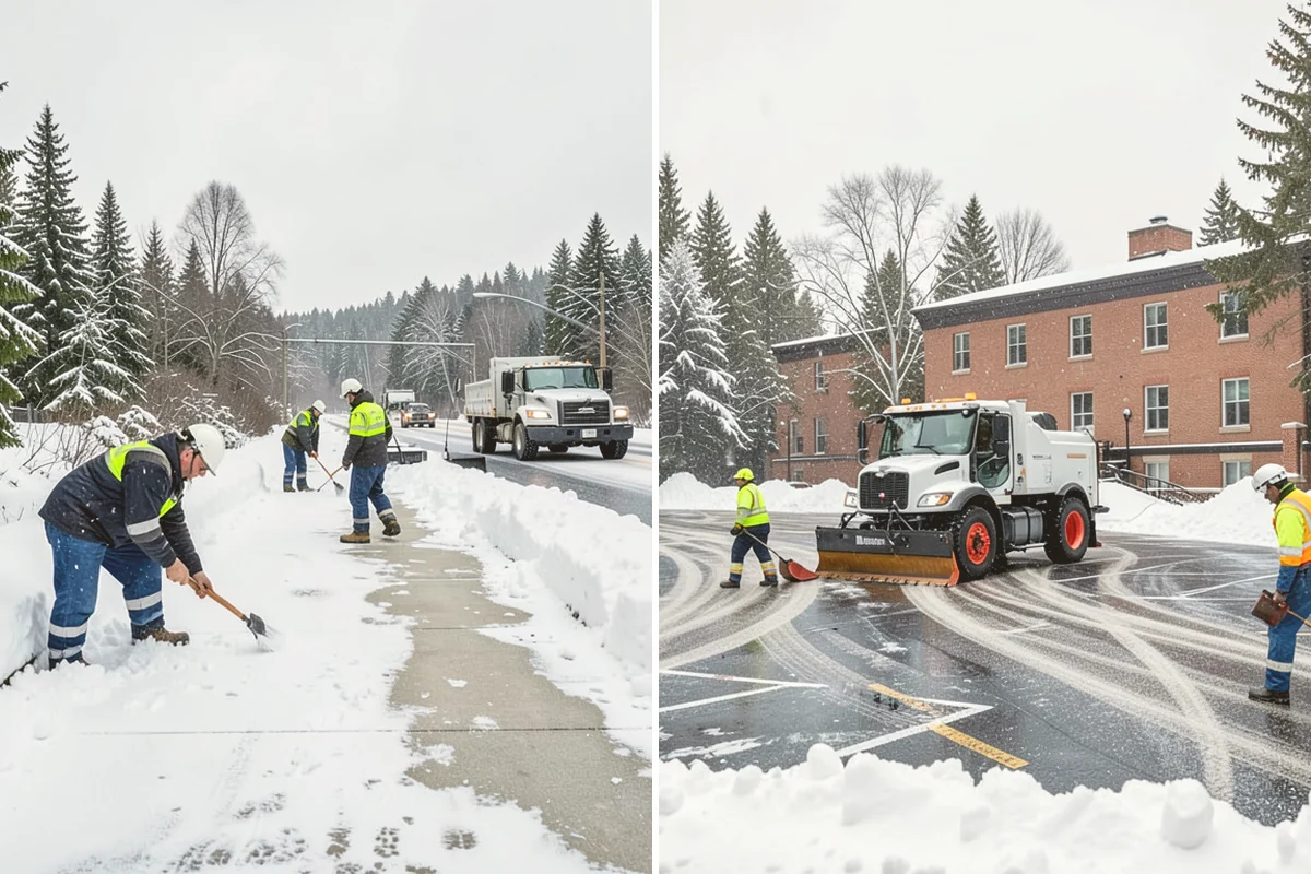 Senior Living Community Parking Lot Snow Removal in Orting, Pierce County, WA - Identify ambulance routes, ADA spaces, and covered entries with staff