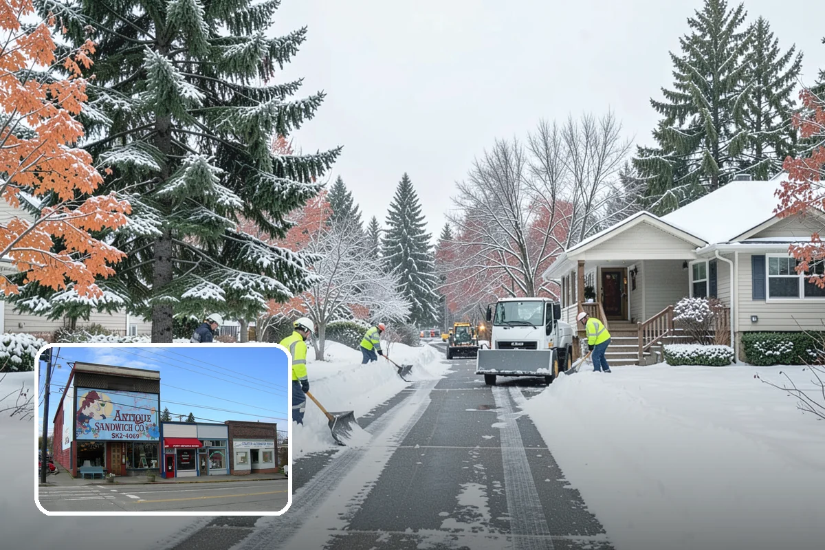 Senior Living Community Parking Lot Snow Removal in Ruston, Pierce County, WA - Residents and visitors cross cleared, deiced surfaces to reduce falls