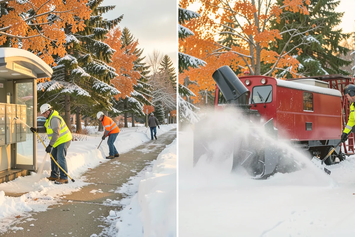 Senior Living Community Parking Lot Snow Removal in Sammamish, King County, WA - Identify ambulance routes, ADA spaces, and covered entries with staff
