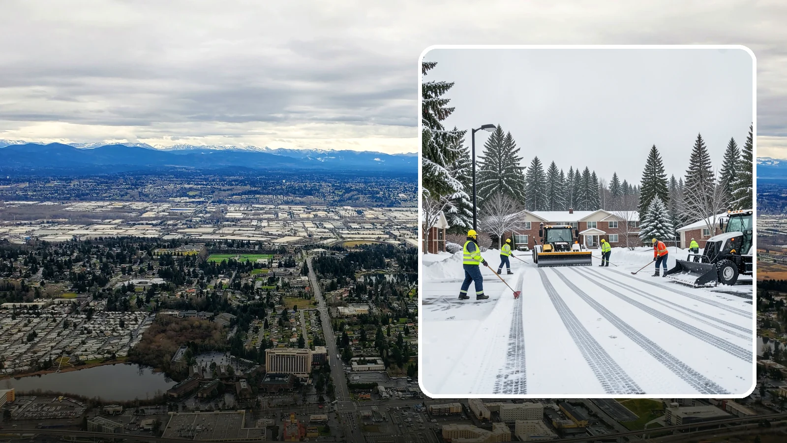 Senior Living Community Parking Lot Snow Removal in SeaTac, King County, WA - We clear senior living lots with extra care for residents, visitors, and ambulances during Western Washington winters.