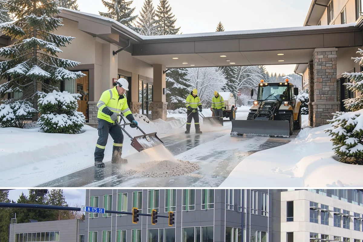Senior Living Community Parking Lot Snow Removal in Shoreline, King County, WA - Senior living lots in the Puget Sound region need the most careful service from December through February, when freeze-thaw ice...