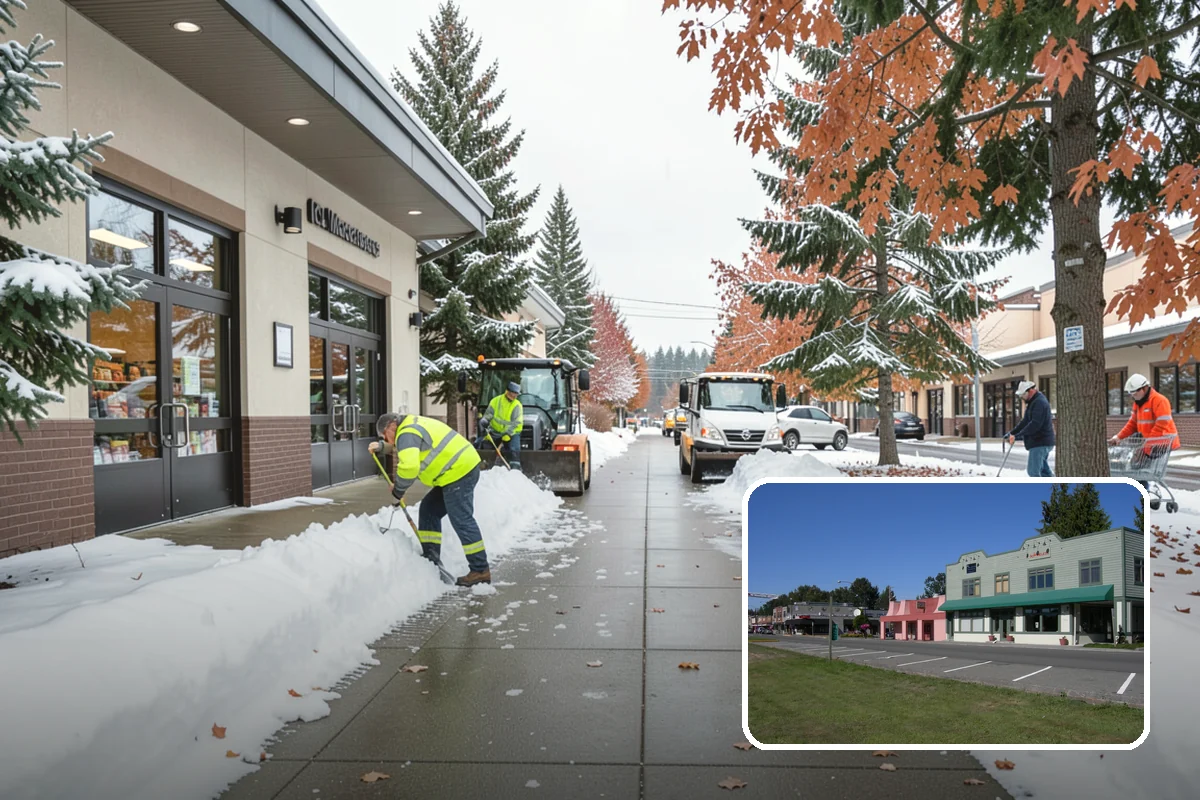 Senior Living Community Parking Lot Snow Removal in Snoqualmie, King County, WA - Residents and visitors cross cleared, deiced surfaces to reduce falls