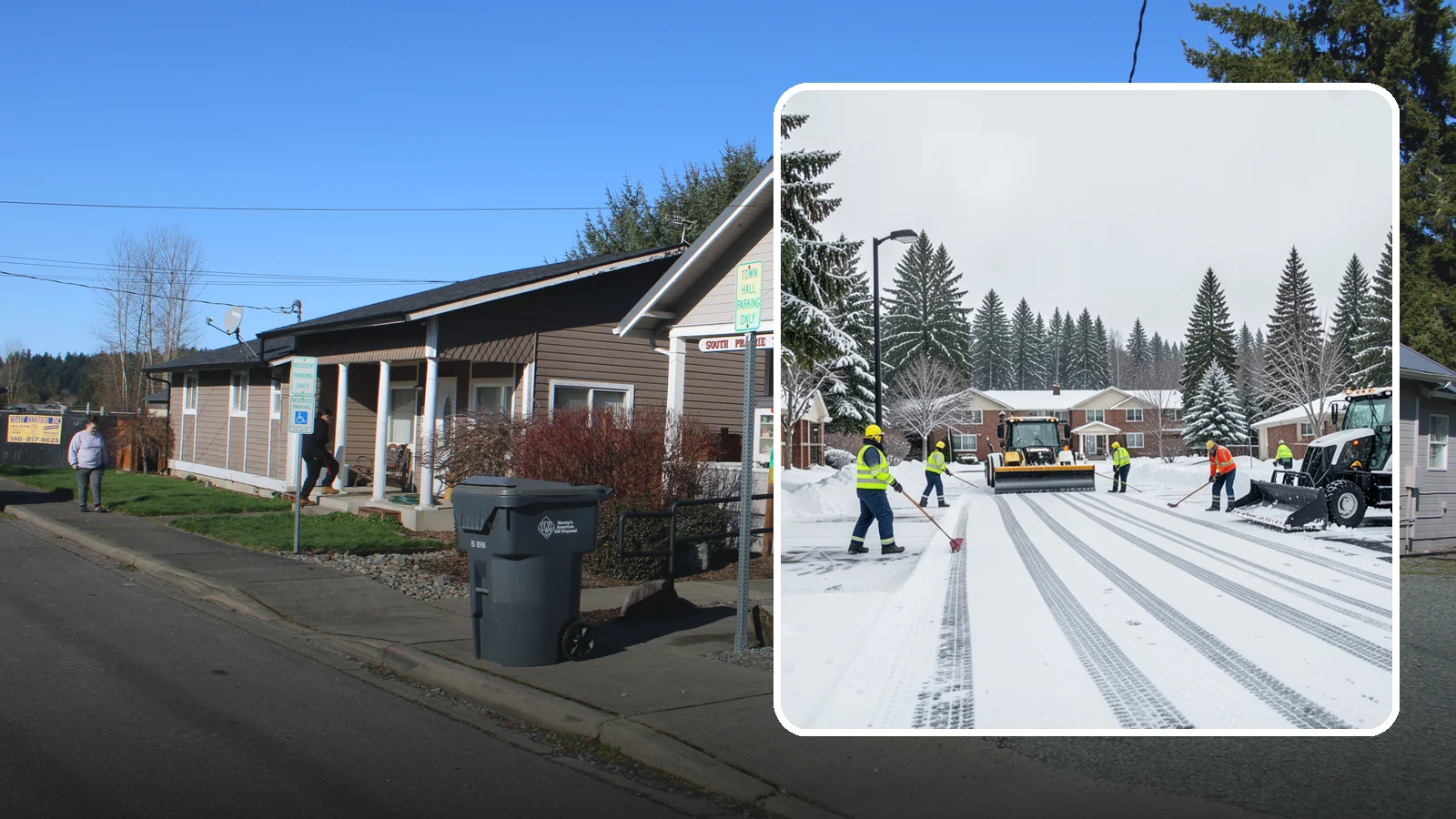 Senior Living Community Parking Lot Snow Removal in South Prairie, Pierce County, WA - We clear senior living lots with extra care for residents, visitors, and ambulances during Western Washington winters.