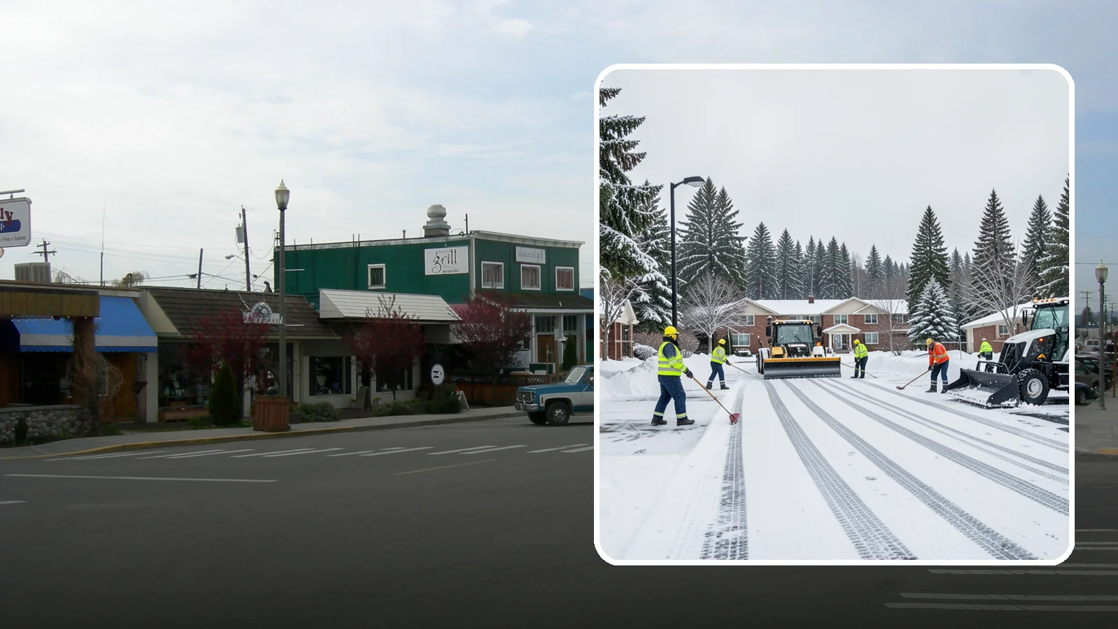 Senior Living Community Parking Lot Snow Removal in Stanwood, Snohomish County, WA - We clear senior living lots with extra care for residents, visitors, and ambulances during Western Washington winters.