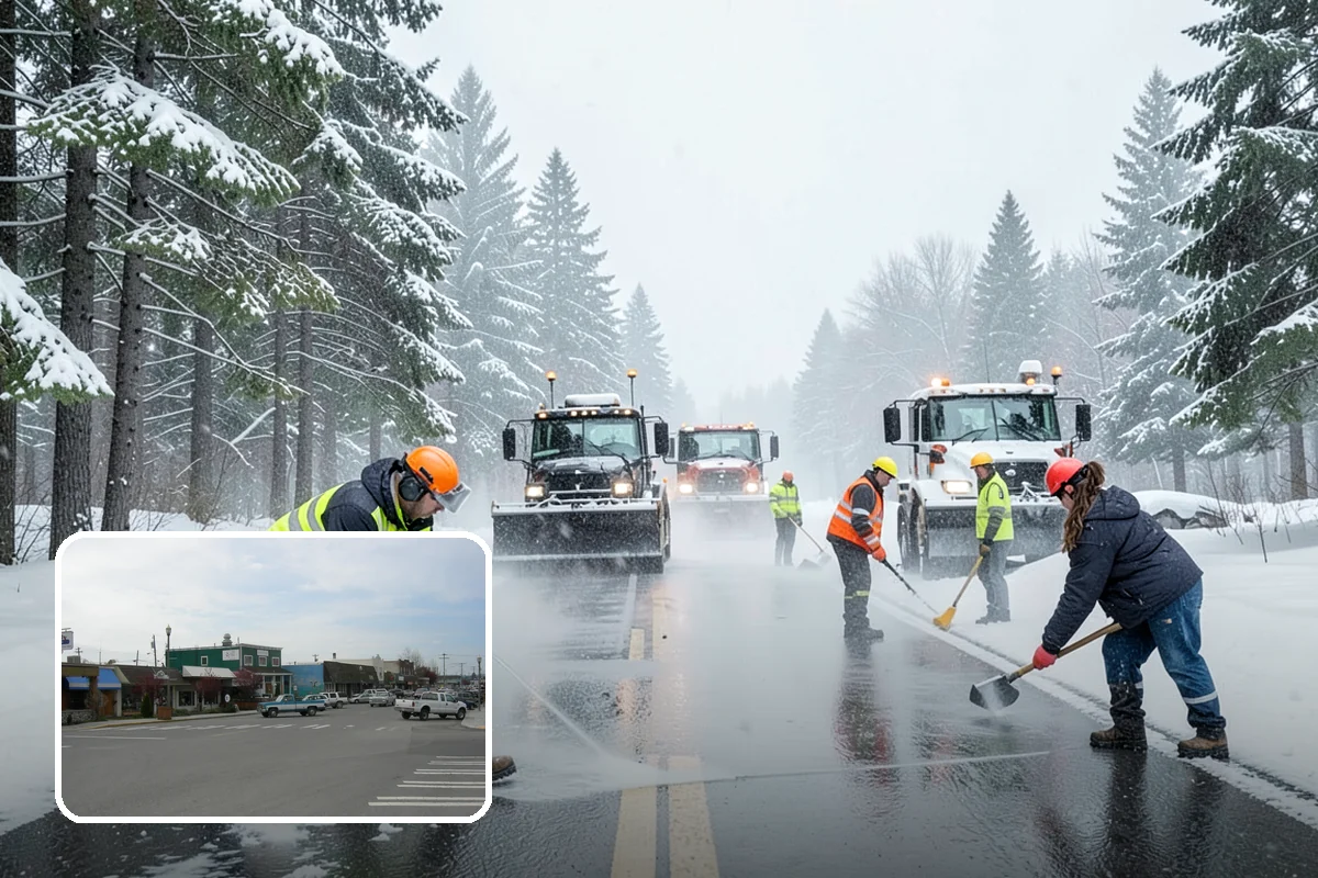 Senior Living Community Parking Lot Snow Removal in Stanwood, Snohomish County, WA - Residents and visitors cross cleared, deiced surfaces to reduce falls
