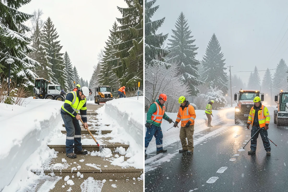 Senior Living Community Parking Lot Snow Removal in Stanwood, Snohomish County, WA - Identify ambulance routes, ADA spaces, and covered entries with staff