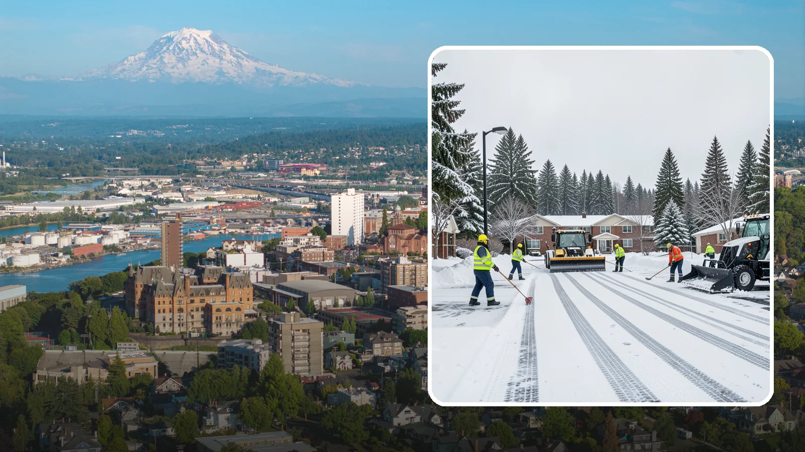 Senior Living Community Parking Lot Snow Removal in Tacoma, Pierce County, WA - We clear senior living lots with extra care for residents, visitors, and ambulances during Western Washington winters.