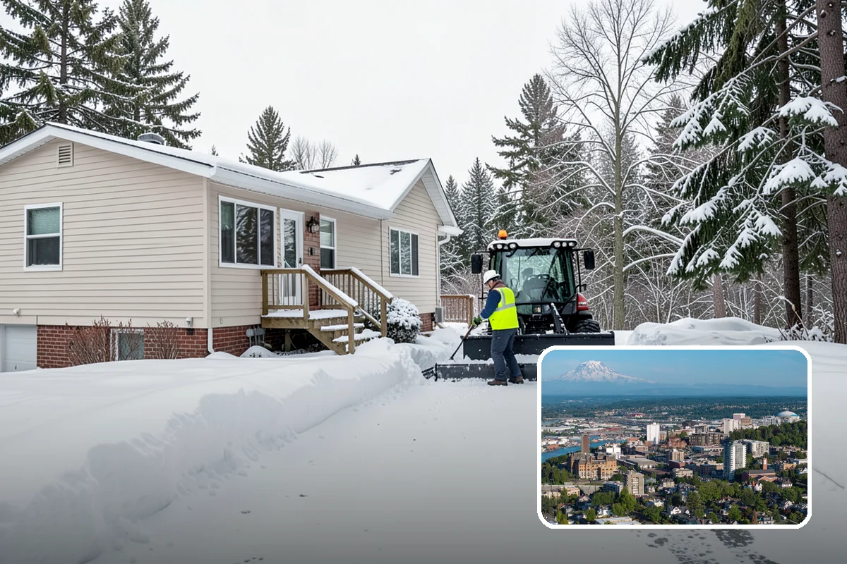 Senior Living Community Parking Lot Snow Removal in Tacoma, Pierce County, WA - Residents and visitors cross cleared, deiced surfaces to reduce falls