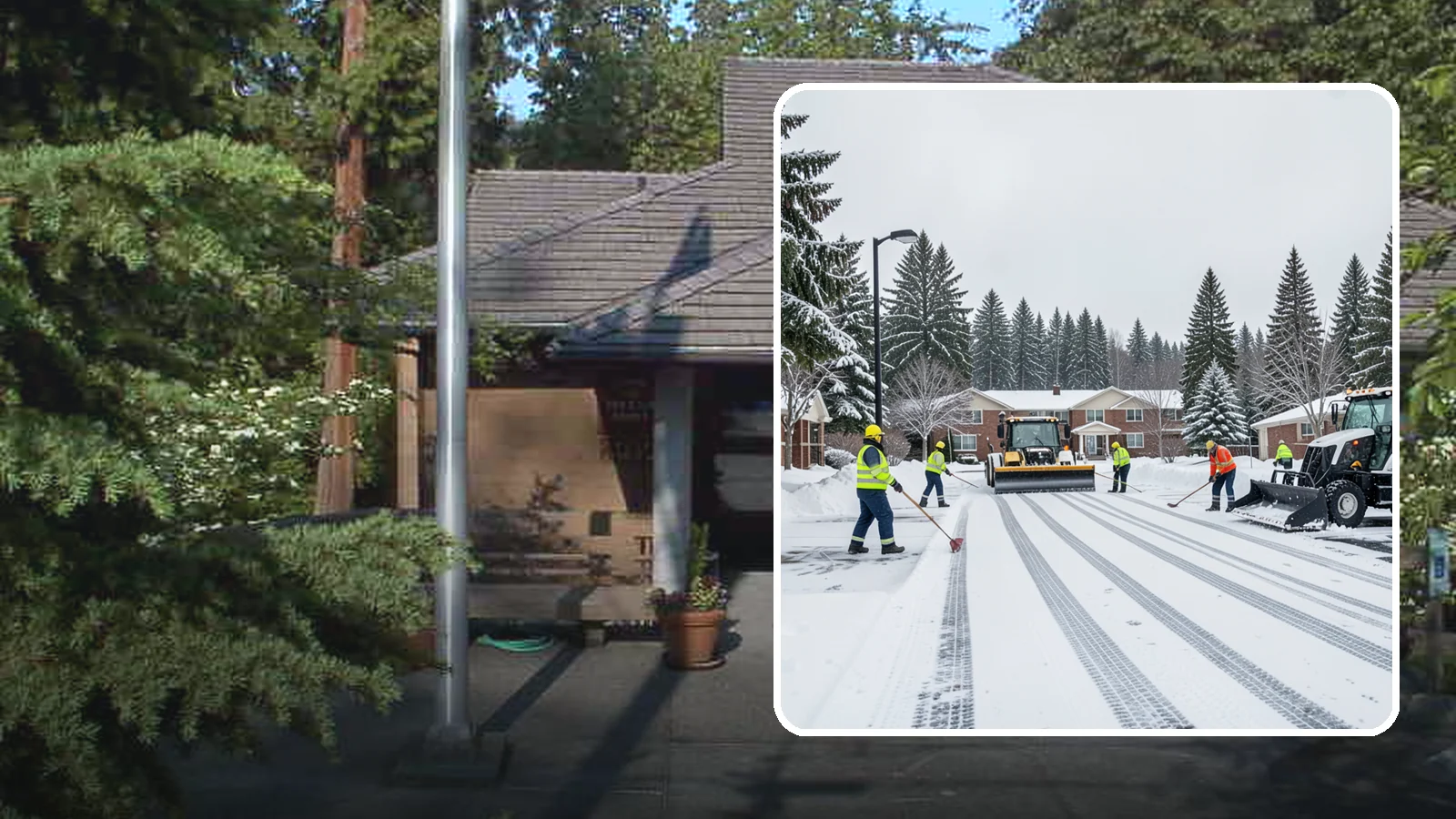 Senior Living Community Parking Lot Snow Removal in Yarrow Point, King County, WA - We clear senior living lots with extra care for residents, visitors, and ambulances during Western Washington winters.