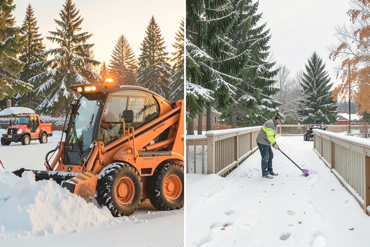 Senior Living Community Sidewalk Clearing in Algona, King County, WA - Clear resident entrances and medical-transport approaches first